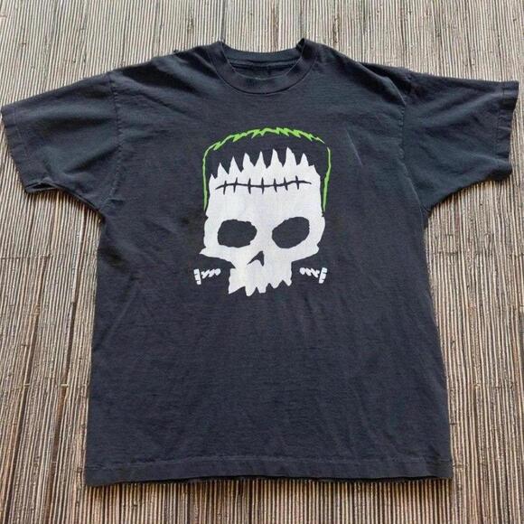 Other - Gildan Black T Shirt Frankenstein Skull Black Cotton T Shirt